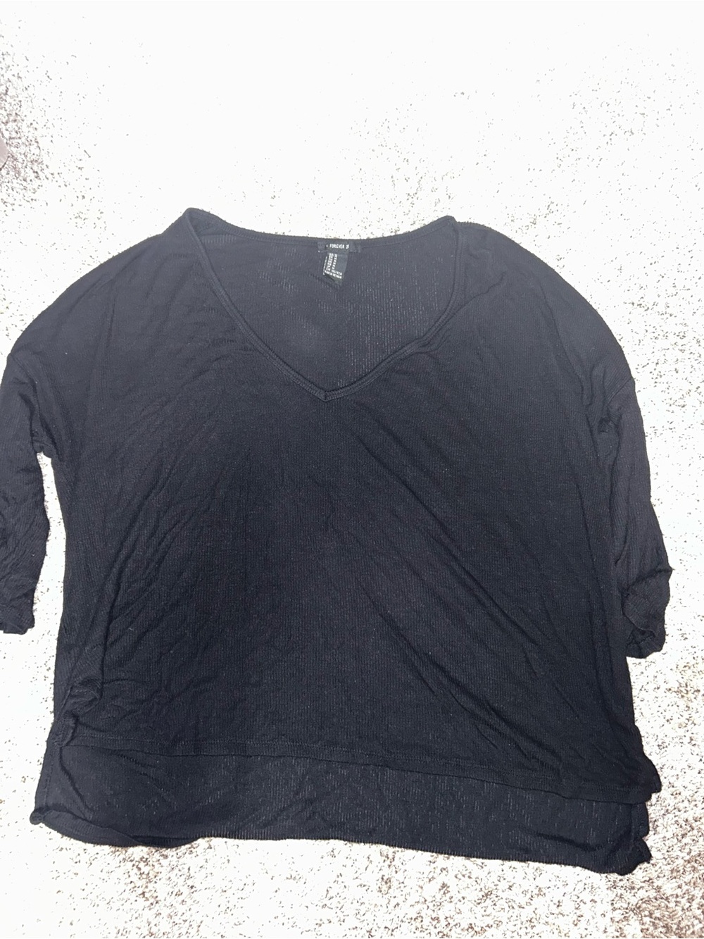 Forever 21 Black V-Neck Long Sleeve Top